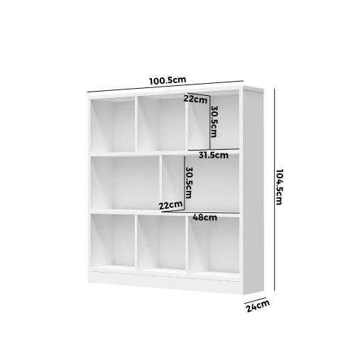 DS-VJ-GENI-WH Oikiture Bookshelf Bookcase Display Shelves Unit Storage Organizer Stand White