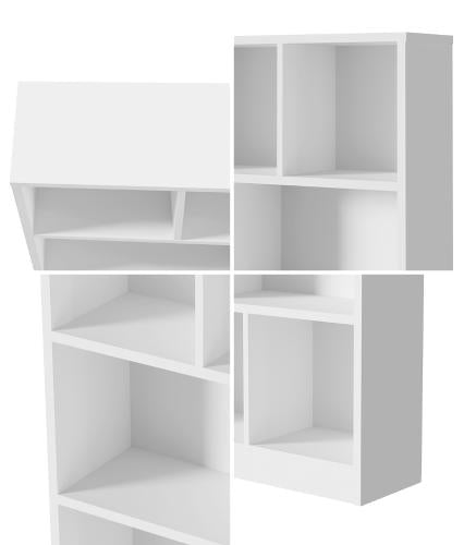 DS-VJ-GENI-WH Oikiture Bookshelf Bookcase Display Shelves Unit Storage Organizer Stand White