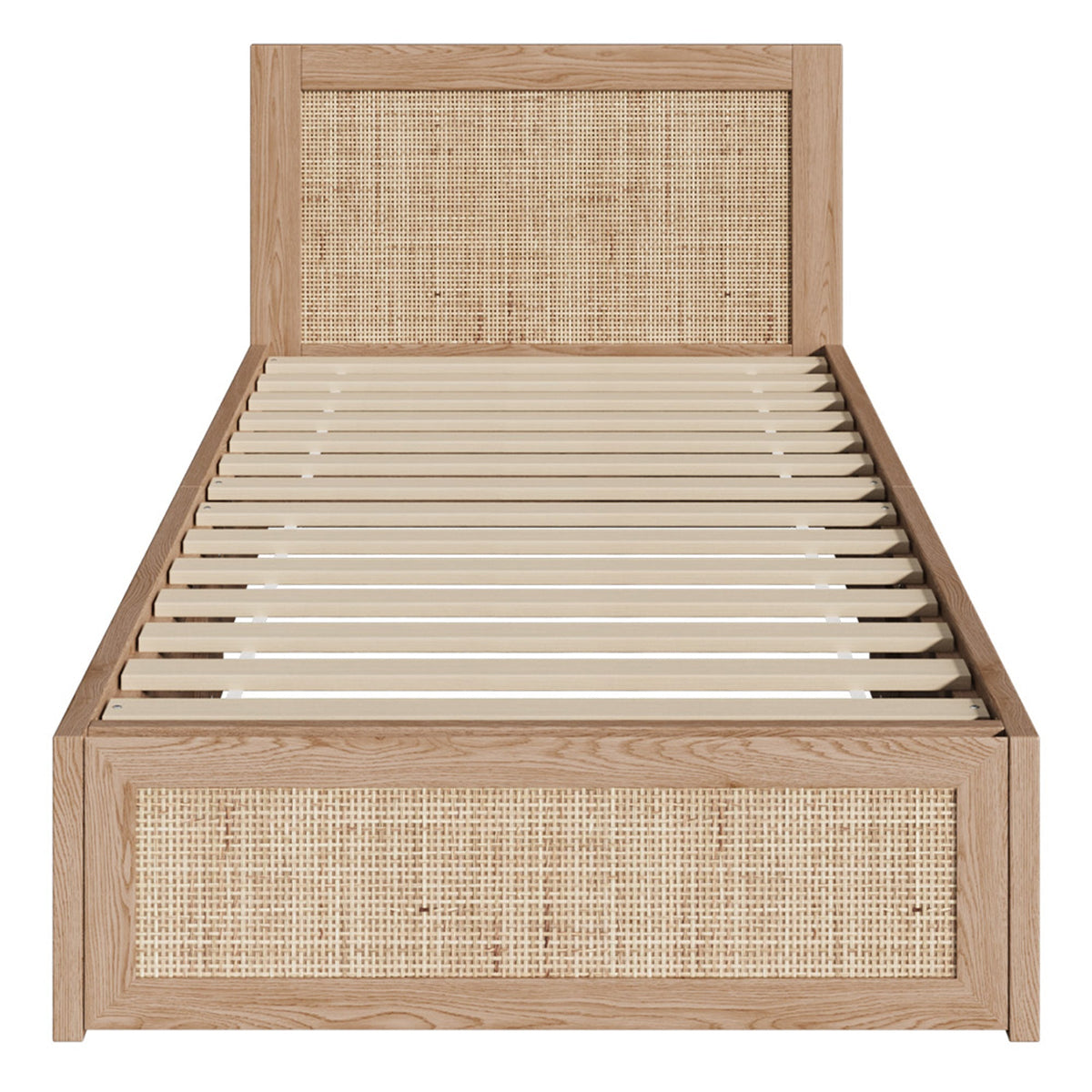BF-MARX-S-WD-ABC Holly Rattan Platform Single Bed with Underbed Drawers