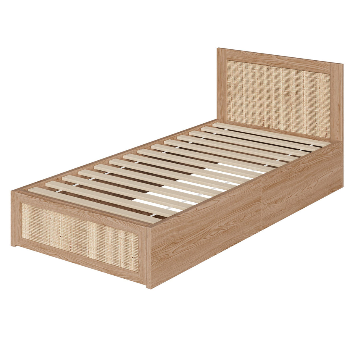 BF-MARX-S-WD-ABC Holly Rattan Platform Single Bed with Underbed Drawers
