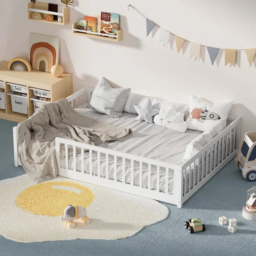 BF-W-B-CLEV-D-WH Ettie Pine White Color Double Size Wood Bed Frame