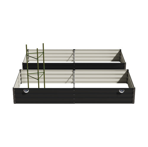 GB-30-LED-210-GY-2PC Livsip 2x Garden Bed 210x90x30cm LED Plant Stand Box Raised Container Galvanise