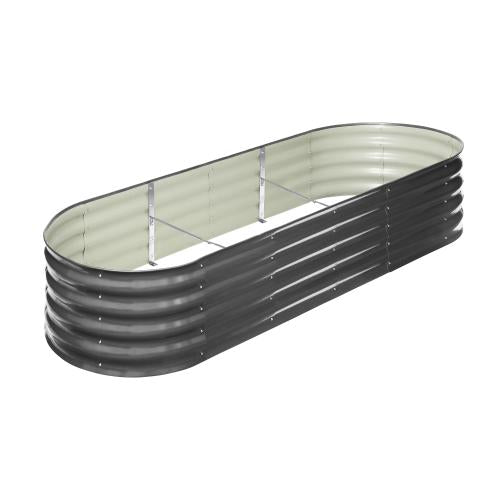 GB-O42-24080-GY Livsip Galvanised Raised Garden Bed Steel Instant Planter Oval 240X80X42CM