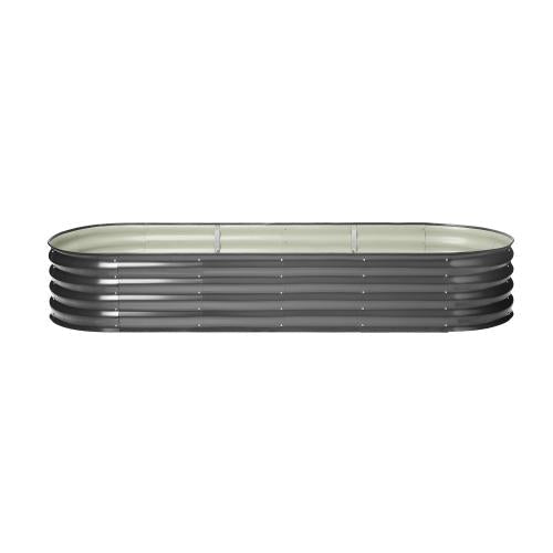 GB-O42-24080-GY Livsip Galvanised Raised Garden Bed Steel Instant Planter Oval 240X80X42CM