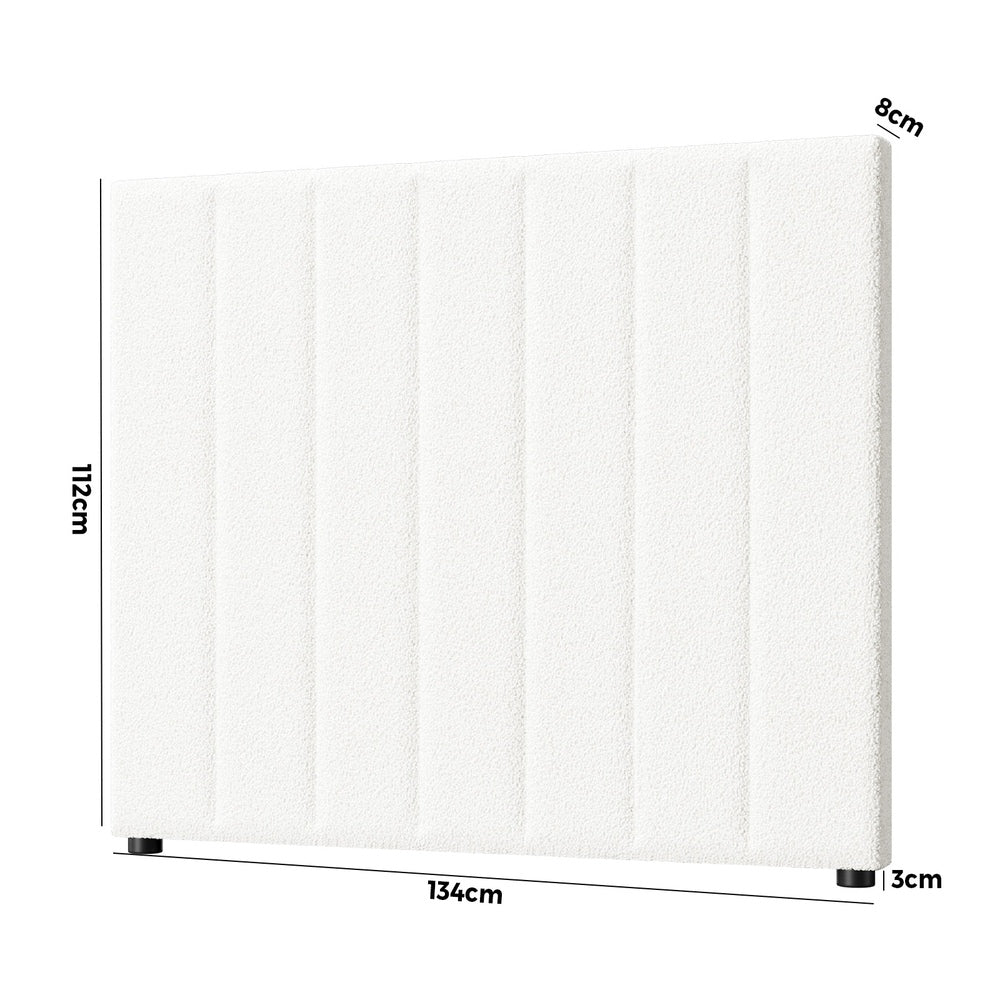 HB-EDDI-SP-WH Oikiture Bed Frame Headboard King Single / Single White Boucle