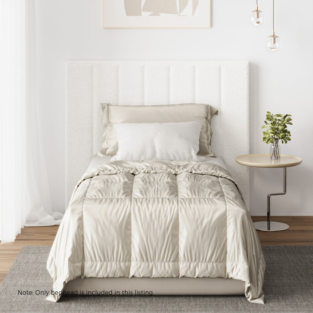 HB-EDDI-SP-WH Oikiture Bed Frame Headboard King Single / Single White Boucle