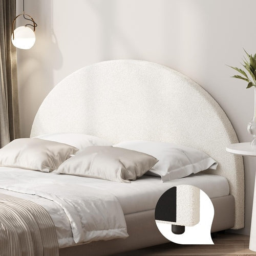 HB-MUNA-Q-SP-WH Oikiture Bed Head Queen Size Headboard Boucle White