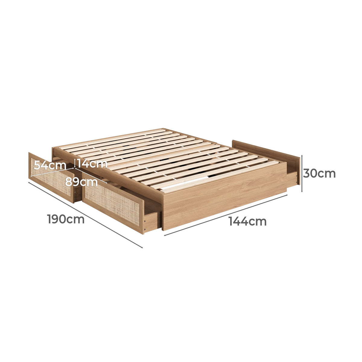 BF-BOSI-Q-WD-ABCD Holly Bed Base with Underbed Drawers