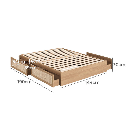 BF-BOSI-Q-WD-ABCD Holly Bed Base with Underbed Drawers