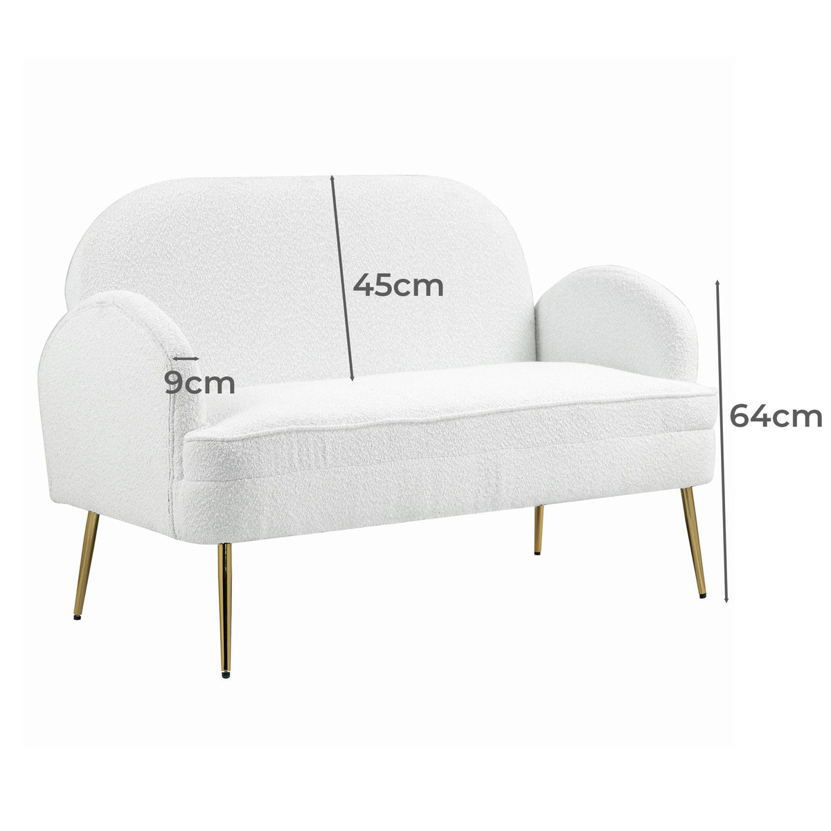 IHD-JASF21-WH Julika 2 Seater Boucle Sofa White Color
