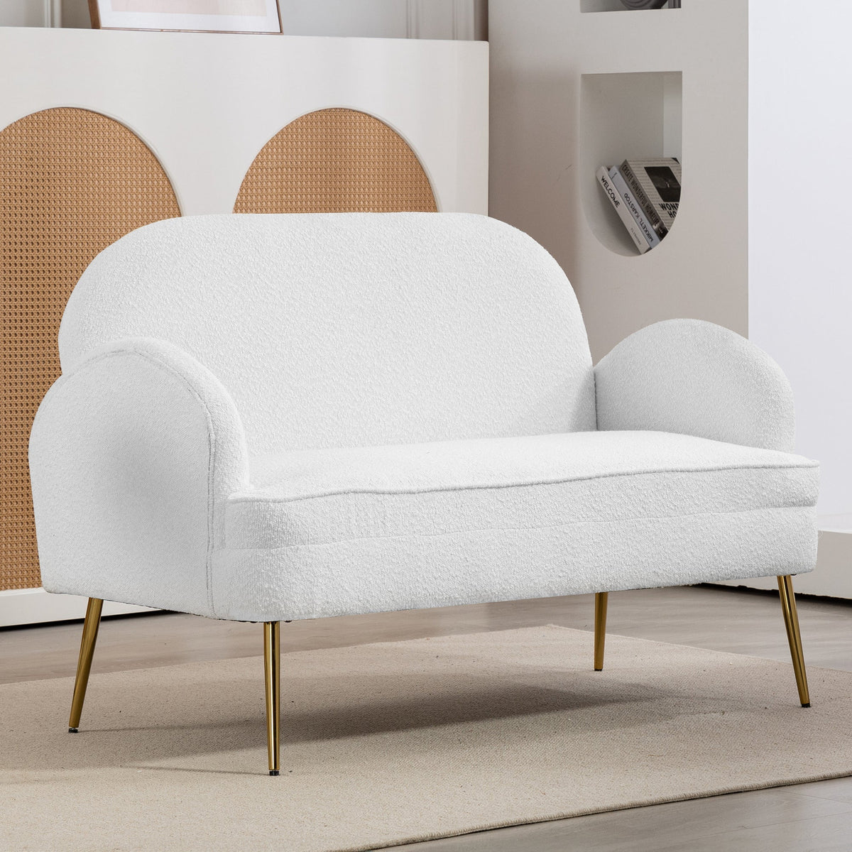 IHD-JASF21-WH Julika 2 Seater Boucle Sofa White Color