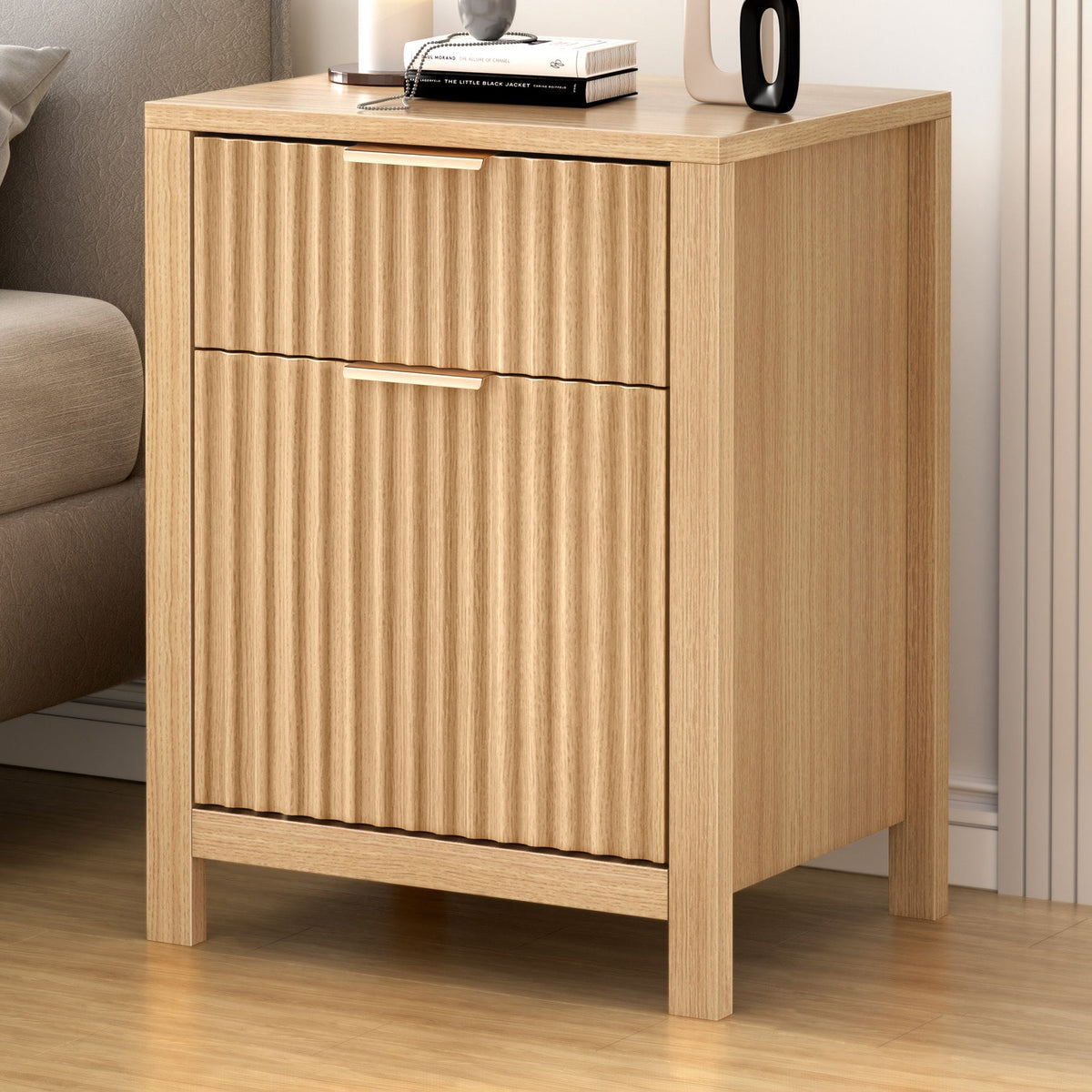 A-BST-WAVE-2D-WD Hoxton Room Lestat 2 Drawer Bedside Table Natural
