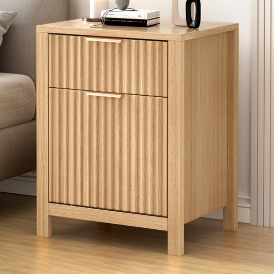 A-BST-WAVE-2D-WD Hoxton Room Lestat 2 Drawer Bedside Table Natural