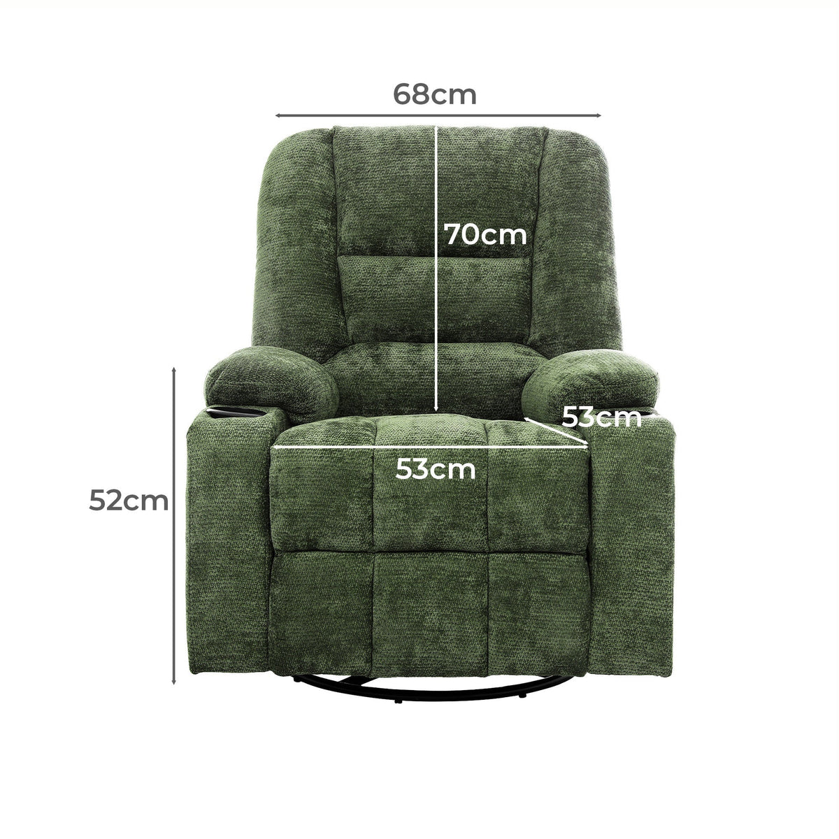 RCH-B5-LILLE-GN Living Fusion Linzie Heated Massage Recliner  and  Rocking Chair Green