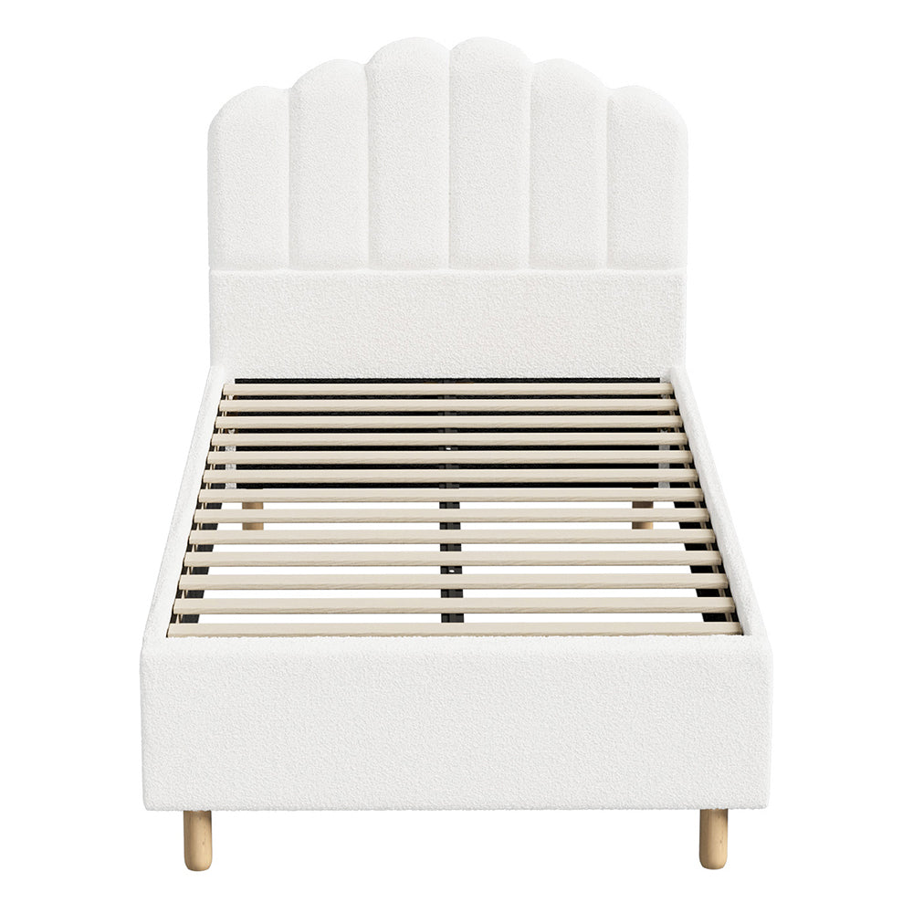 BF-B-SLON-KS-SP-WH-AB Ellora King Single Boucle Bed Frame