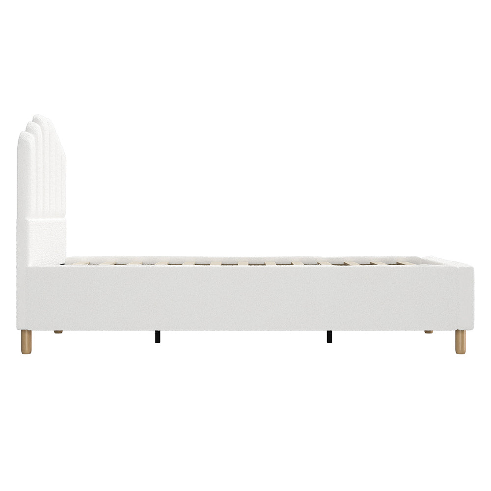 BF-B-SLON-KS-SP-WH-AB Ellora King Single Boucle Bed Frame