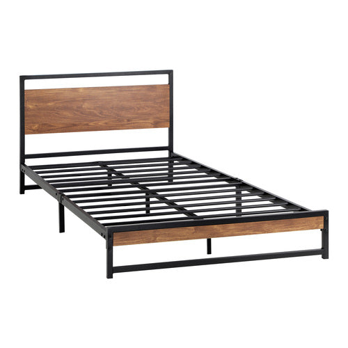 MBF-MODERN-S-BK Oikiture Metal Bed Frame Single Size Beds Platform Wood
