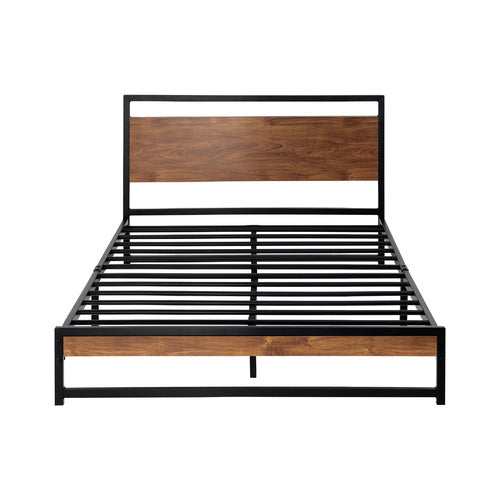 MBF-MODERN-S-BK Oikiture Metal Bed Frame Single Size Beds Platform Wood