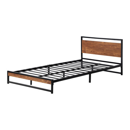 MBF-MODERN-S-BK Oikiture Metal Bed Frame Single Size Beds Platform Wood