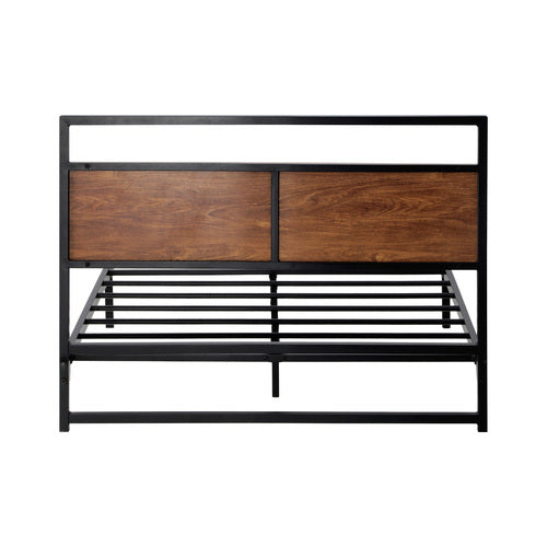 MBF-MODERN-S-BK Oikiture Metal Bed Frame Single Size Beds Platform Wood