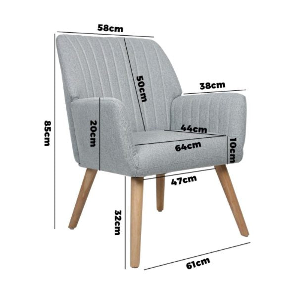ACH-A1-GY Grey colour Oikiture Armchair Lounge Sofa Chair Fabric Accent Chairs Armchairs Couches