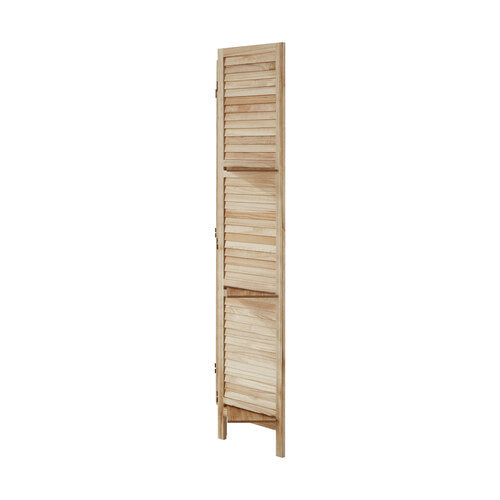 RD-SHELF-4P-WD Oikiture 4 Panel Room Divider Privacy Screen With Shelves Timber Wooden Natural
