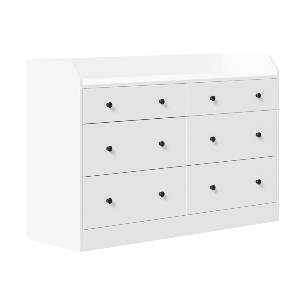 SB-GLAY-COD6-WH-AB Oikiture Buffet Sideboard Storage Cabinet Hallway Cupboard 6 Drawers White