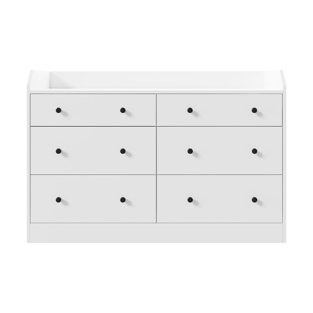 SB-GLAY-COD6-WH-AB Oikiture Buffet Sideboard Storage Cabinet Hallway Cupboard 6 Drawers White