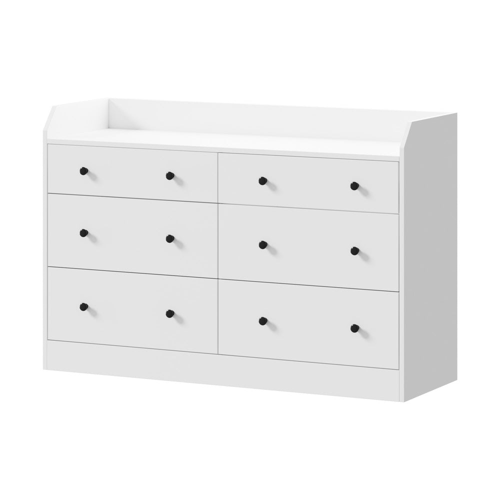 SB-GLAY-COD6-WH-AB Oikiture Buffet Sideboard Storage Cabinet Hallway Cupboard 6 Drawers White