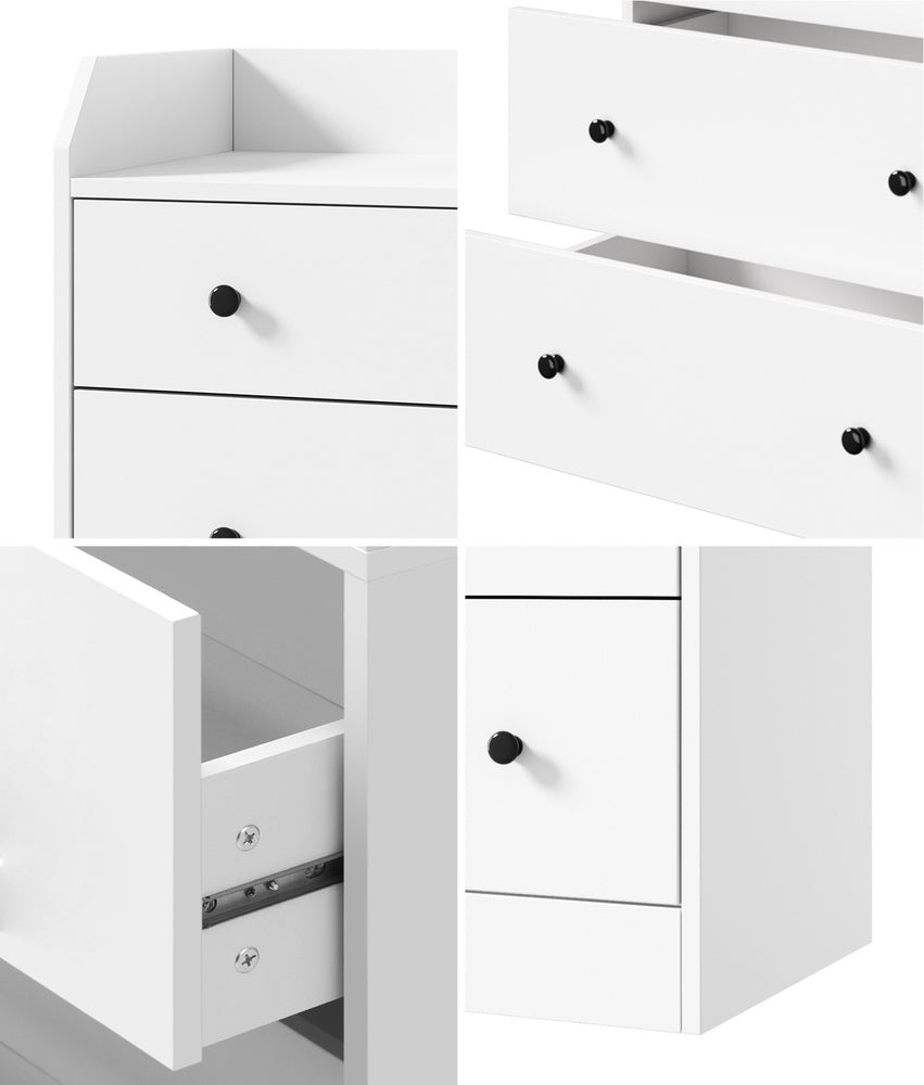 SB-GLAY-COD6-WH-AB Oikiture Buffet Sideboard Storage Cabinet Hallway Cupboard 6 Drawers White