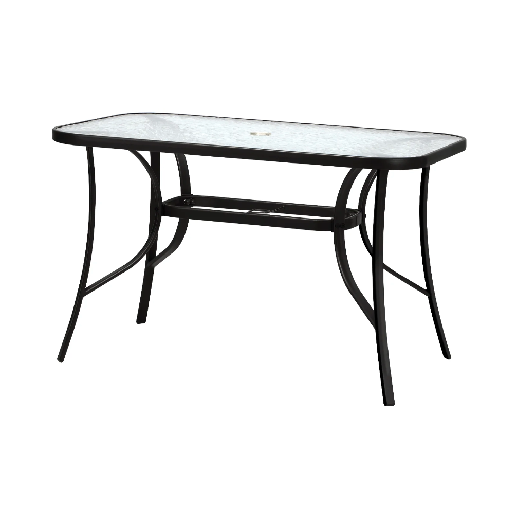OPS-TXL-TB120-BK Livsip 120cm Outdoor Dining Glass Table Rectangle Patio Furniture Lounge Bistro