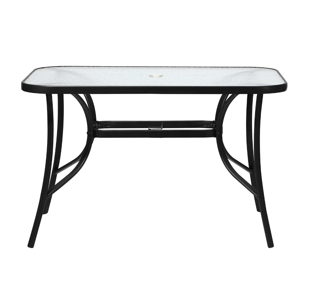 OPS-TXL-TB120-BK Livsip 120cm Outdoor Dining Glass Table Rectangle Patio Furniture Lounge Bistro