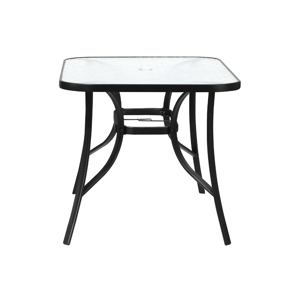OPS-TXL-TB120-BK Livsip 120cm Outdoor Dining Glass Table Rectangle Patio Furniture Lounge Bistro