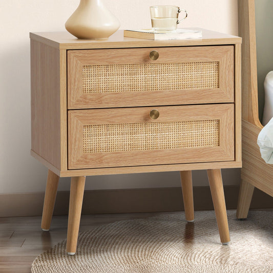 BT-OLIV-2D-WD Living Fusion Vesta 2 Drawer Rattan Bedside Table