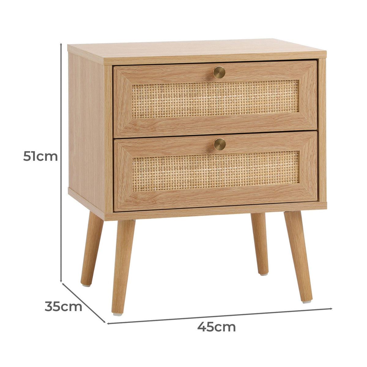 BT-OLIV-2D-WD Living Fusion Vesta 2 Drawer Rattan Bedside Table