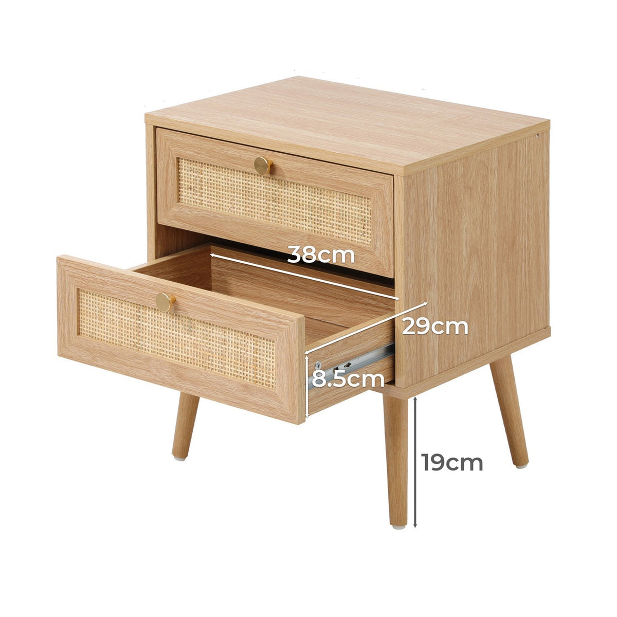 BT-OLIV-2D-WD Living Fusion Vesta 2 Drawer Rattan Bedside Table