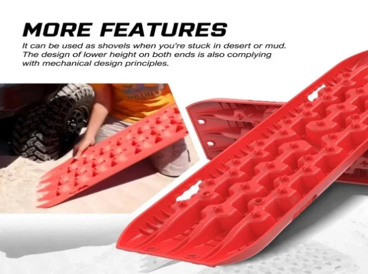 AU-XBRT006 X-BULL 2PCS Recovery Tracks Snow Tracks Mud tracks 4WD With 4PC mounting bolts Red