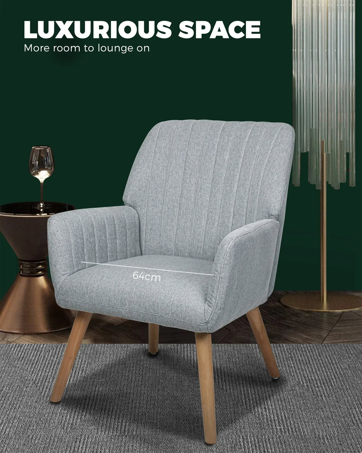 ACH-A1-GY Grey colour Oikiture Armchair Lounge Sofa Chair Fabric Accent Chairs Armchairs Couches