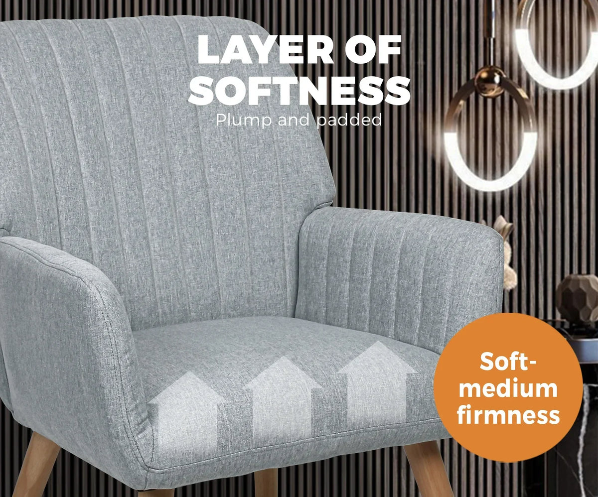 ACH-A1-GY Grey colour Oikiture Armchair Lounge Sofa Chair Fabric Accent Chairs Armchairs Couches
