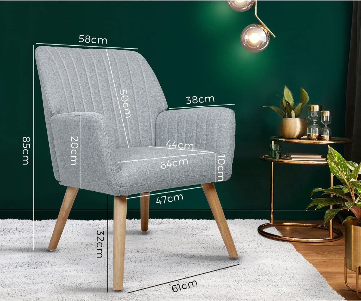 ACH-A1-GY Grey colour Oikiture Armchair Lounge Sofa Chair Fabric Accent Chairs Armchairs Couches