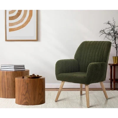 ACH-A1-SP-GN Oikiture Armchair Lounge Sofa Chair Sherpa Accent Chairs Armchairs Couches Green
