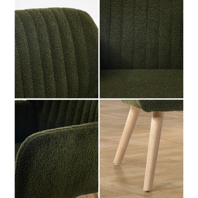 ACH-A1-SP-GN Oikiture Armchair Lounge Sofa Chair Sherpa Accent Chairs Armchairs Couches Green