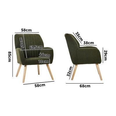 ACH-A1-SP-GN Oikiture Armchair Lounge Sofa Chair Sherpa Accent Chairs Armchairs Couches Green