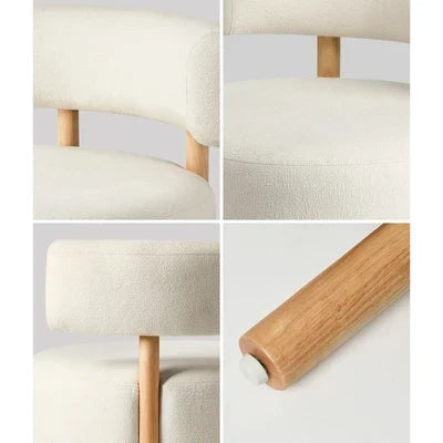 ACH-A12-BG Oikiture Wooden Armchair Lounge Chair Linen Fabric Accent Armchairs Beige