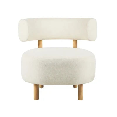 ACH-A12-BG Oikiture Wooden Armchair Lounge Chair Linen Fabric Accent Armchairs Beige