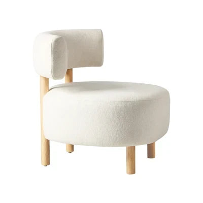 ACH-A12-BG Oikiture Wooden Armchair Lounge Chair Linen Fabric Accent Armchairs Beige