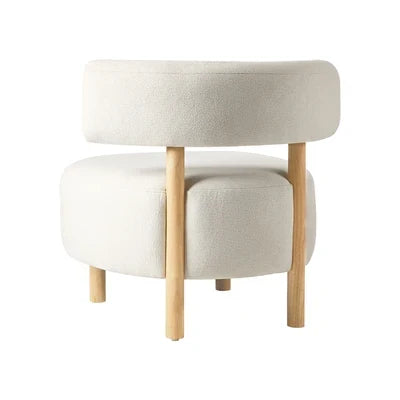 ACH-A12-BG Oikiture Wooden Armchair Lounge Chair Linen Fabric Accent Armchairs Beige