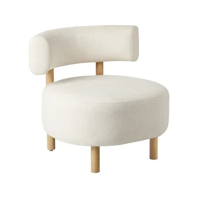 ACH-A12-BG Oikiture Wooden Armchair Lounge Chair Linen Fabric Accent Armchairs Beige