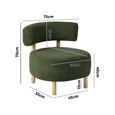 ACH-A12-GN Oikiture Wooden Armchair Lounge Chair Velvet Accent Armchairs Green