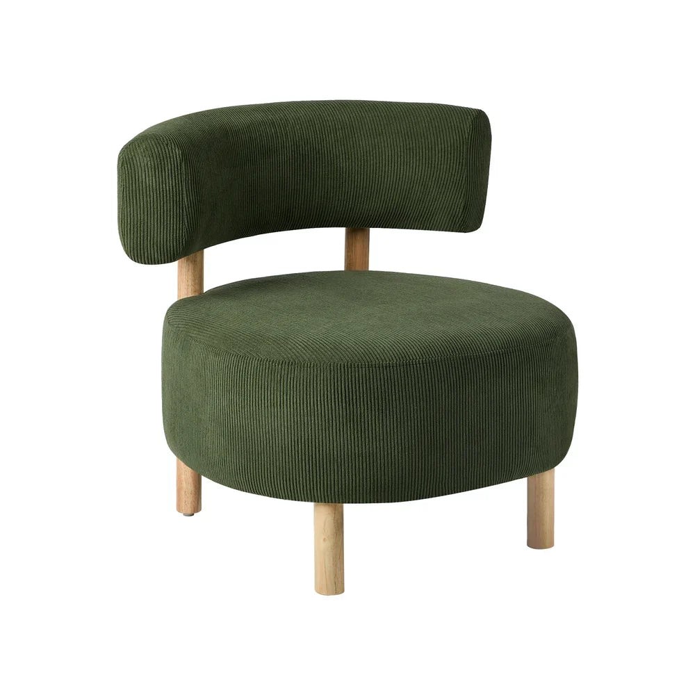 ACH-A12-GN Oikiture Wooden Armchair Lounge Chair Velvet Accent Armchairs Green